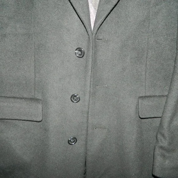 Michael Kors Mens Overcoat 40L Black Wool Cashmere - Picture 2 of 7